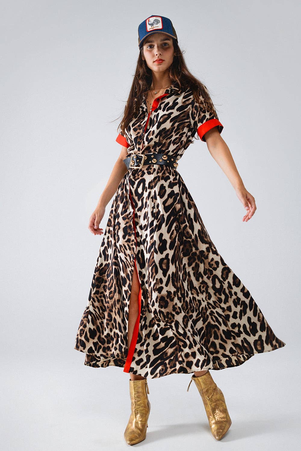 Eva Maxi Leopard Button-Down Dress