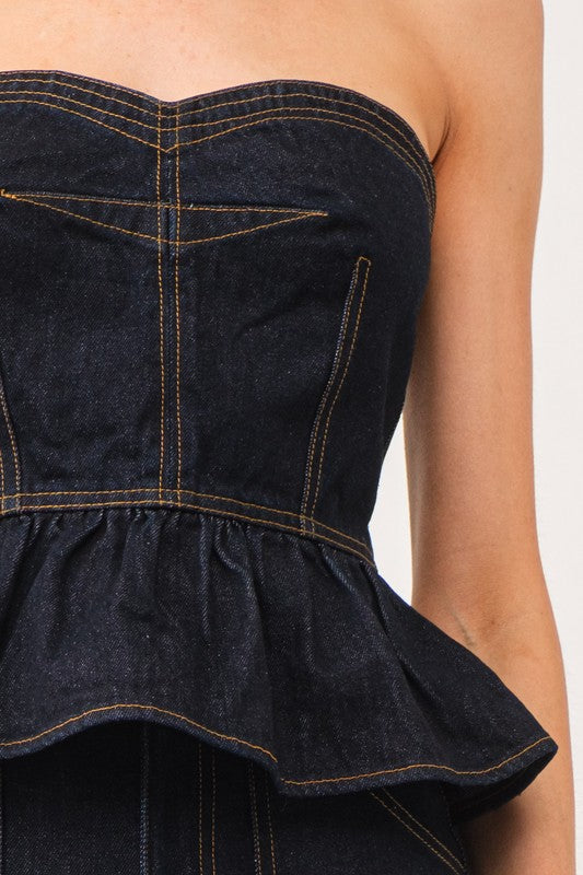 Tayla Peplum Denim corset