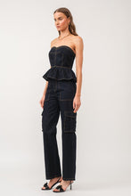 Load image into Gallery viewer, Tayla Peplum Denim corset
