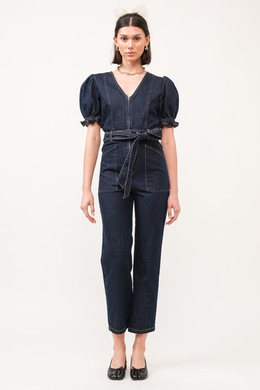 Brie Denim Jumpsuit with Belt