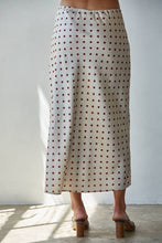Load image into Gallery viewer, Maya Satin Polka Dot Midi Skirt
