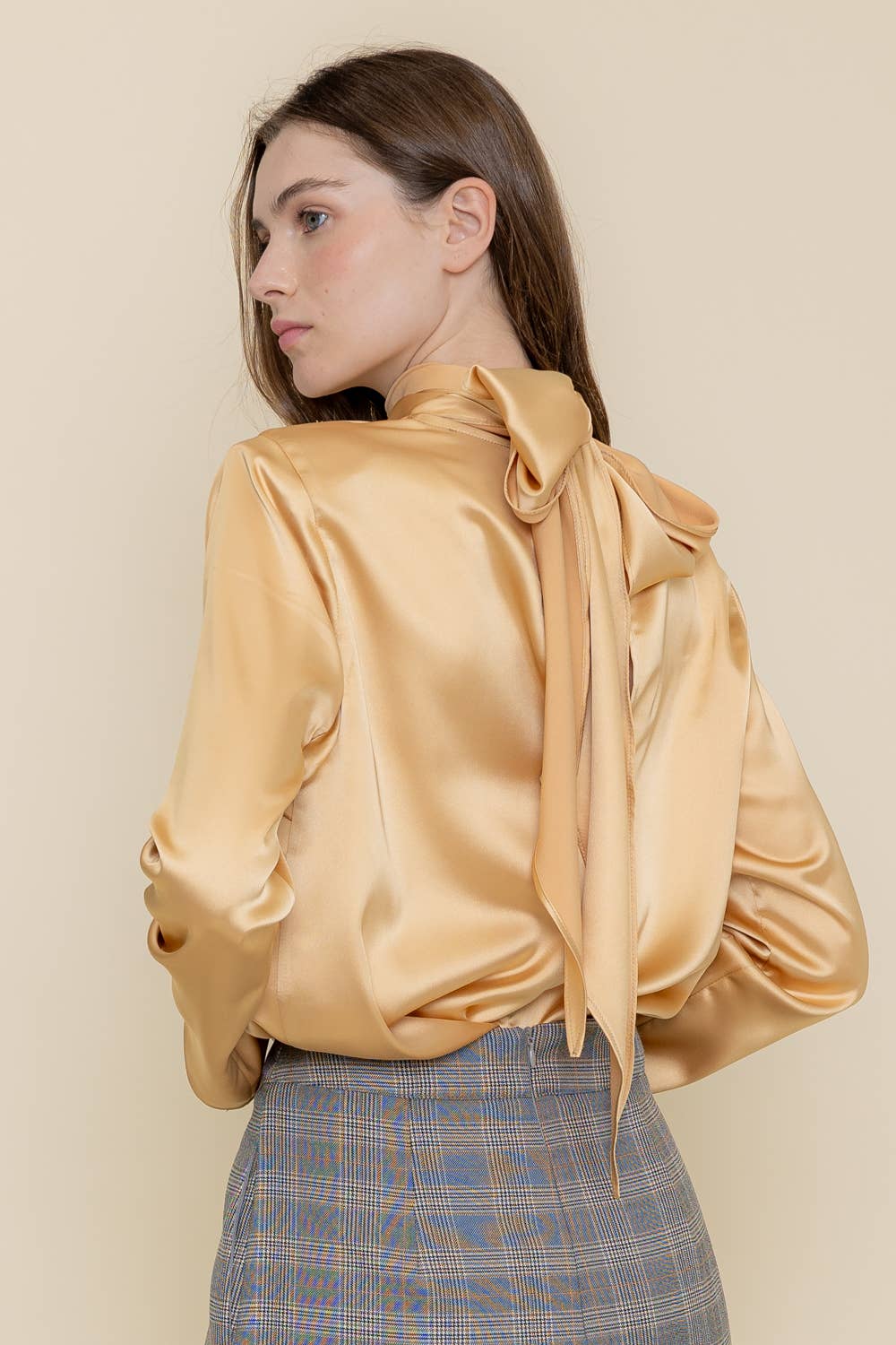 Emma Classy Bow Mock Neck Top