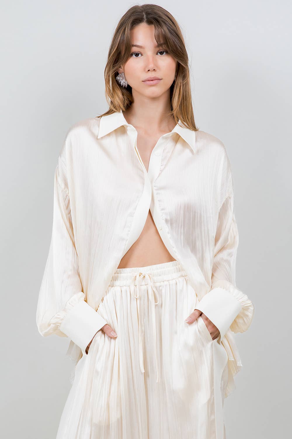 Katy Crinkle Satin Shirt