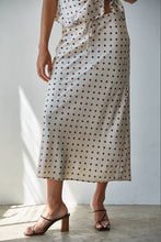 Load image into Gallery viewer, Maya Satin Polka Dot Midi Skirt
