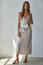 Load image into Gallery viewer, Maya Satin Polka Dot Midi Skirt
