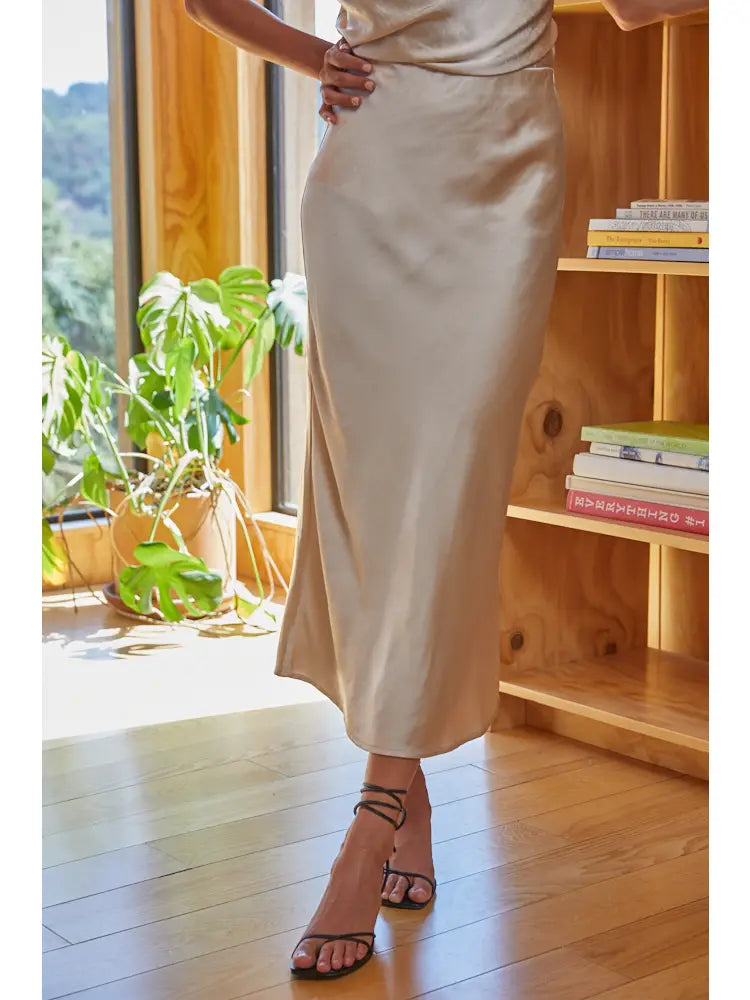 Maraya Satin Midi Skirt