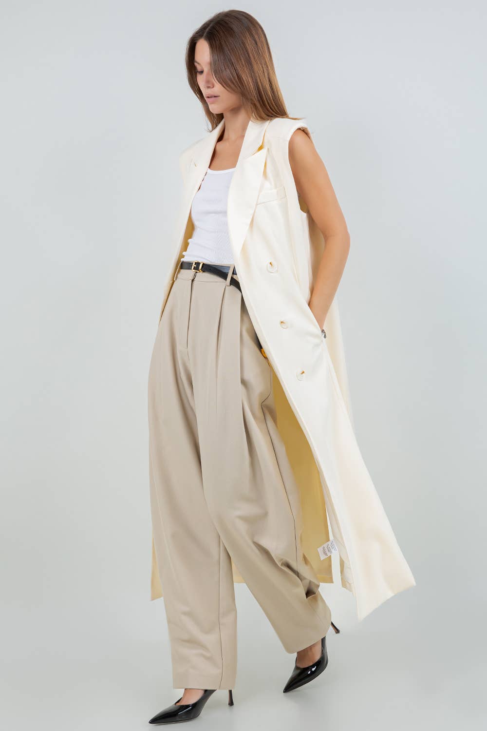 Lenisse Sleeveless Long Blazer